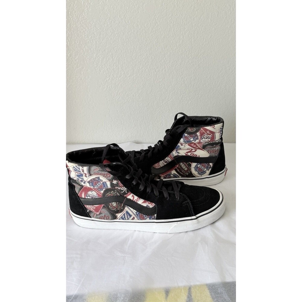 Vans Sk8-Hi Men’s Size 12 Black Red White Logo Print High Top Sneakers